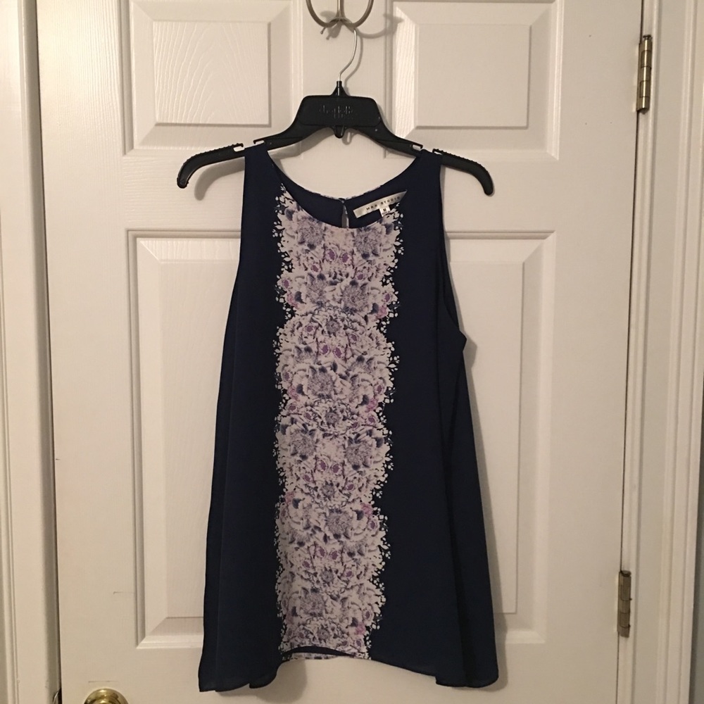  Navy Blue Abstract Pattern blouse